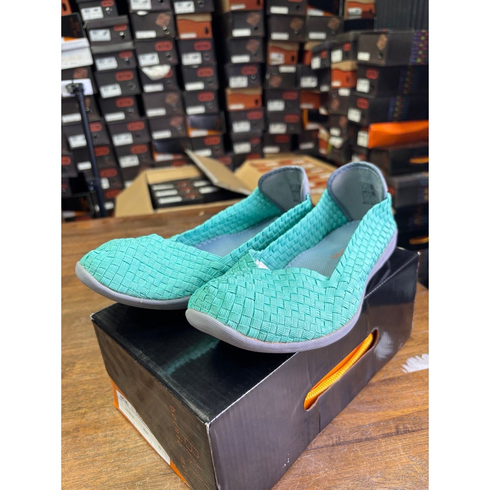 Bernie Mev Catwalk Mint Woven Elastic Flats Size 40 US 9.5